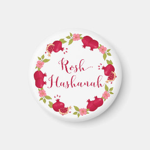 Rosh Hashanah New Year Pomegranate Flower Wreath Magnet