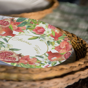 Rosh Hashanah New Year Sweet Pomegranate Feast Paper Plate