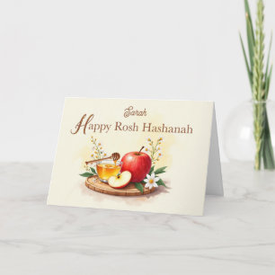 Rosh Hashanah Personalise Apple and Honey Flowers Card