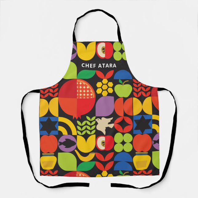 Rosh Hashanah Personalised Geometric Icons Apron  (Front)