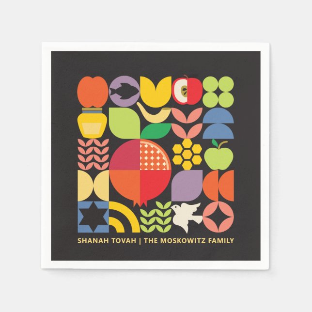 Rosh Hashanah Personalised Jewish New Year Napkin (Front)