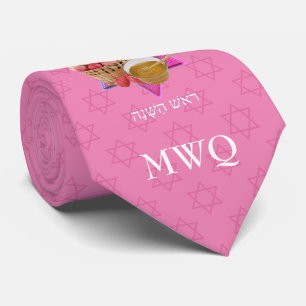 ROSH HASHANAH Pink Monogram Neck Tie