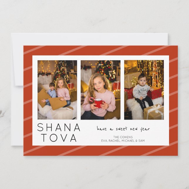 Rosh Hashanah Shana Tova 3 Photo Collage  Holiday Card (Front)