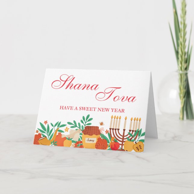 Rosh Hashanah Shana Tova Card, Jewish New Year Card (Front)