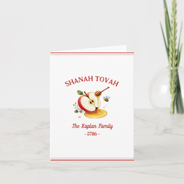 Rosh Hashanah Shanah Tovah Apple Honey Family Card (Front)
