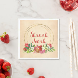 Rosh Hashanah "Shanah Tovah" with Pomegranate Napkin