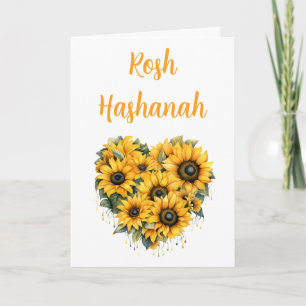 Rosh Hashanah Sunflower Heart Holiday Card
