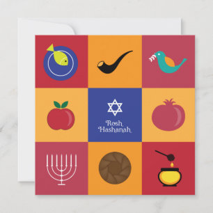 Rosh Hashanah Symbols Flat Card