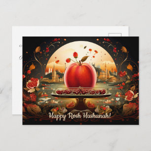 ✡️ Rosh Hashanah with Dome of Rock & apple Postcard