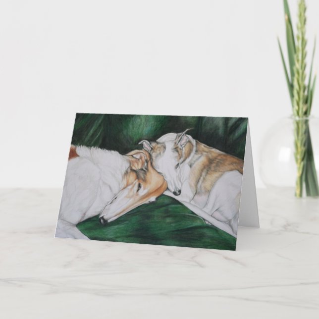 "Rosie & Bailey" Dog Art Greeting Card (Front)