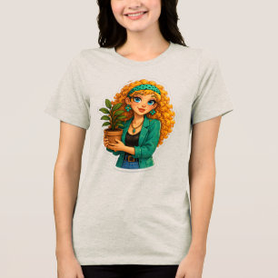 Rosie Max Cartoon Girl T-Shirt – Cute Orange Curly Tri-Blend Shirt