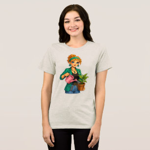 Rosie Max Cartoon Girl T-Shirt – Cute Orange Curly Tri-Blend Shirt