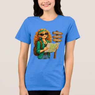 Rosie Max Cartoon Girl T-Shirt – Cute Orange Curly Tri-Blend Shirt
