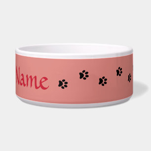 Rosie Pink Paw Print Personalised Pet Bowl