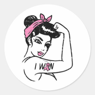Rosie Riveter I Won Awareness Breast Cancer Surviv Classic Round Sticker
