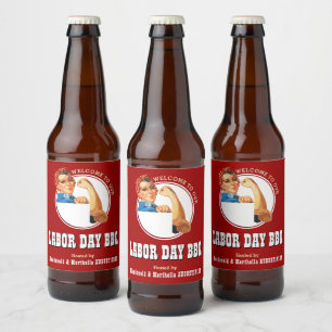 Rosie Riveter LABOR DAY BBQ Beer Bottle Label