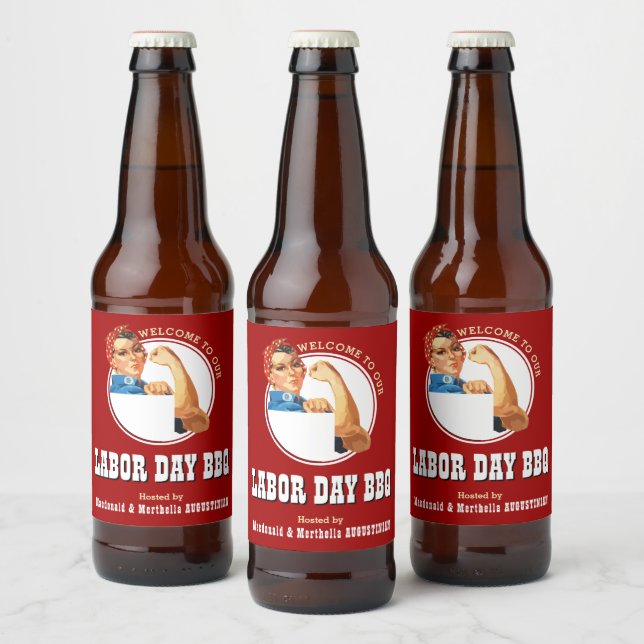 Rosie Riveter LABOR DAY BBQ Beer Bottle Label (Bottles)