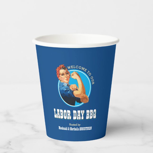 Rosie Riveter LABOR DAY BBQ Paper Cups (Front)
