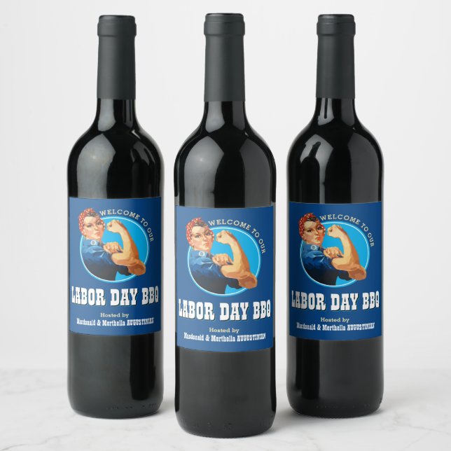 Rosie Riveter LABOR DAY BBQ Wine Label (Bottles)
