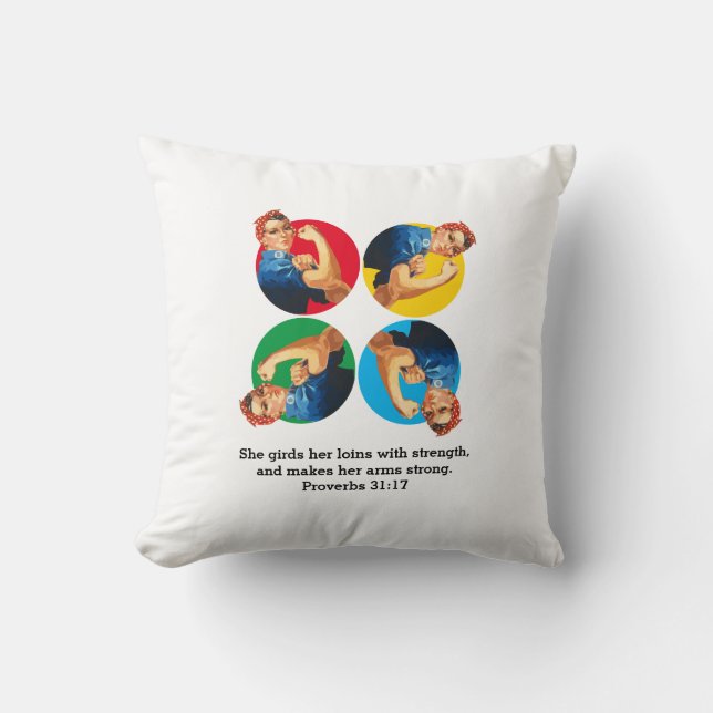 ROSIE RIVETER Proverbs 31 Cushion (Front)
