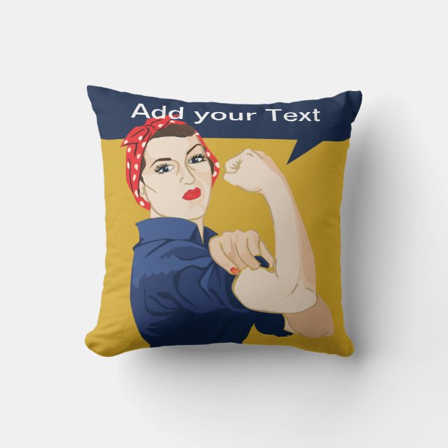 Rosie Riveter Strong Woman Cushion (Front)
