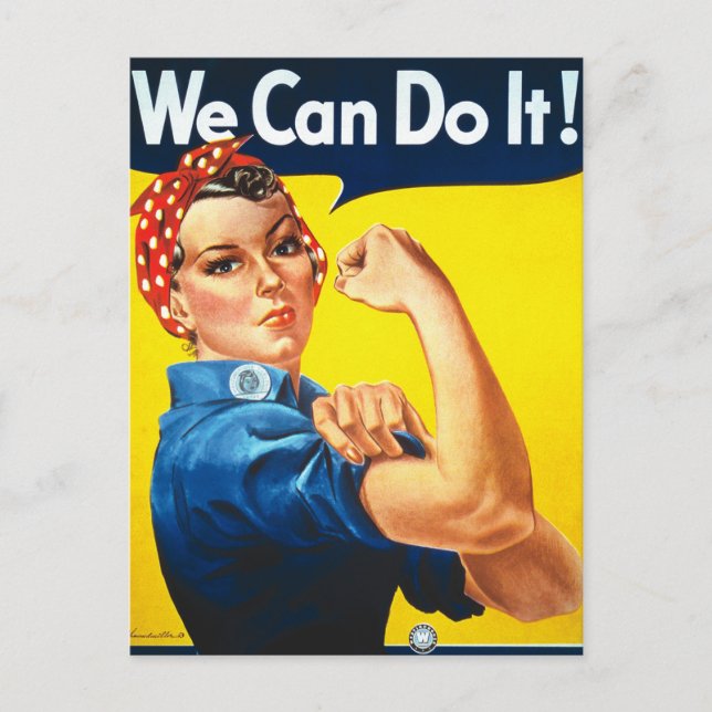 Rosie Riveter Vintage Propaganda Postcard (Front)
