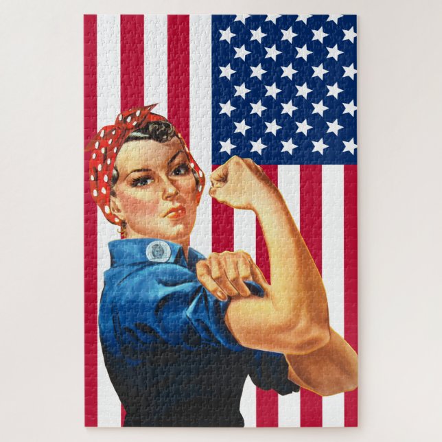 Rosie Riveter With Flag Jigsaw Puzzle (Vertical)