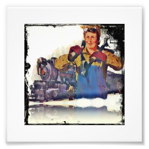 Rosie Riveter Works on the Rail Road WWII Photo Print