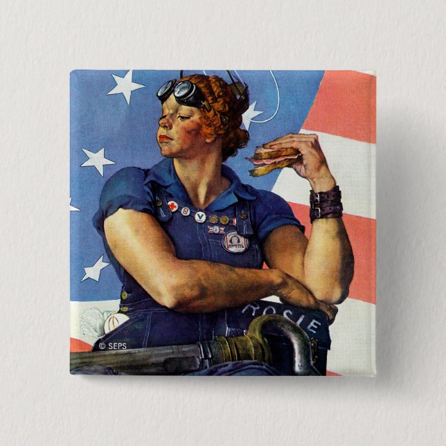 Rosie the Riveter 15 Cm Square Badge (Front)
