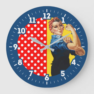 Rosie The Riveter Americana graphic design on a Large Clock