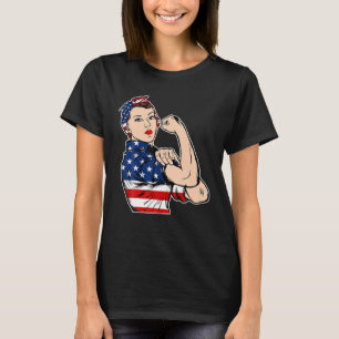 Rosie The Riveter Bandanna Feminist USA Flag 4th o T-Shirt