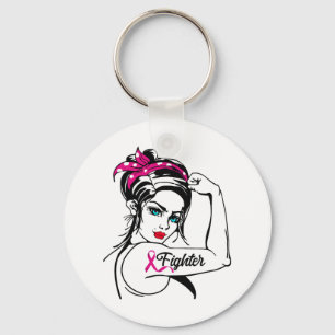 Rosie The Riveter Breast Cancer Awareness Key Ring