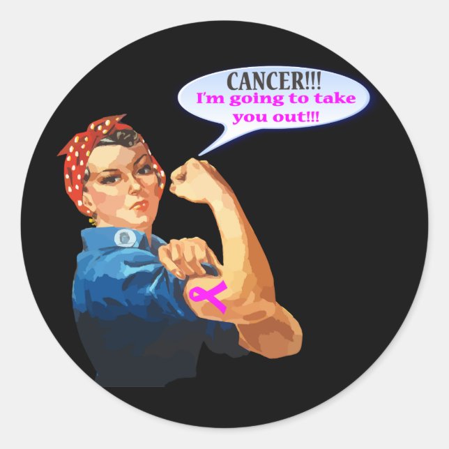 Rosie the Riveter Breast Cancer Charity Design Classic Round Sticker (Front)