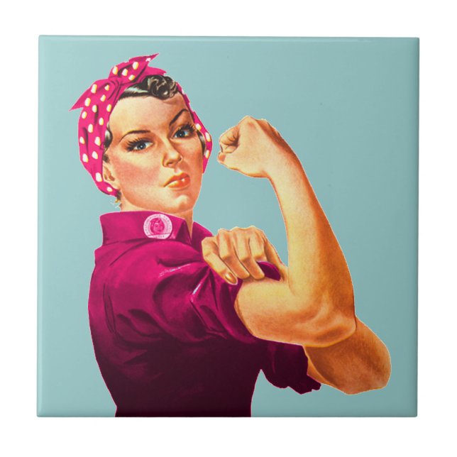 Rosie The Riveter - Cancer Pink Tile (Front)