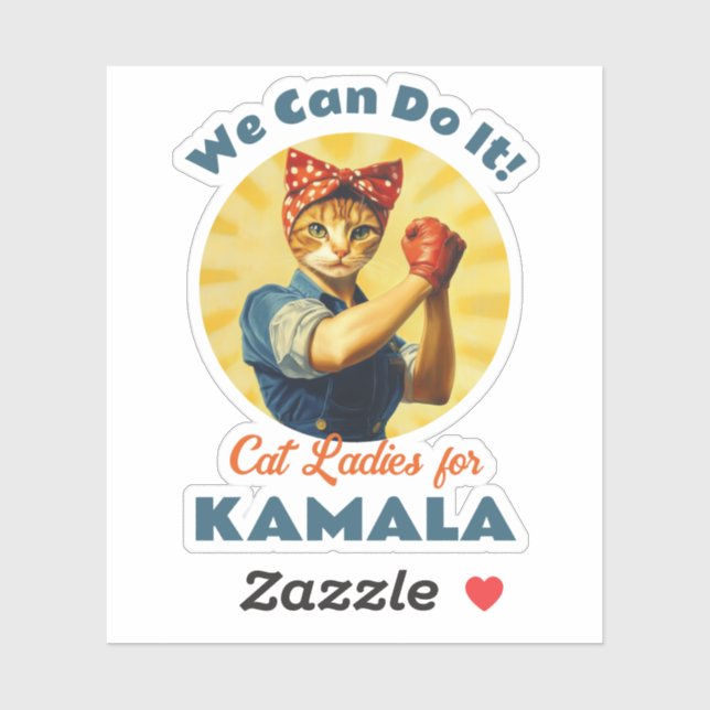 Rosie The Riveter Cat Ladies For Kamala Harris (Sheet)