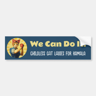 Rosie The Riveter Cat Ladies For Kamala Harris Bumper Sticker
