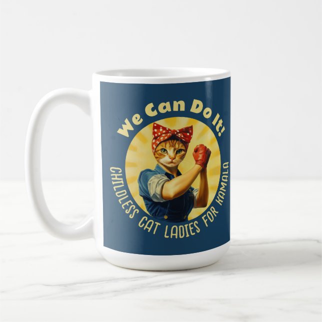 Rosie The Riveter Cat Ladies For Kamala Harris Coffee Mug (Left)