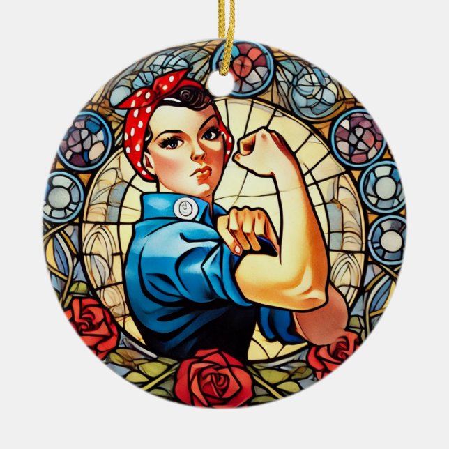 Rosie the Riveter                                  Ceramic Tree Decoration (Front)
