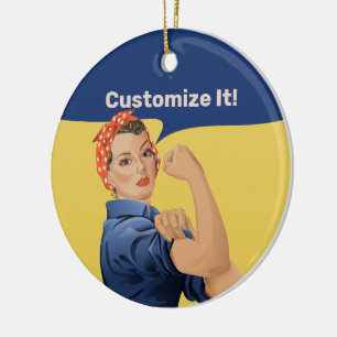 Rosie the Riveter Ceramic Tree Decoration