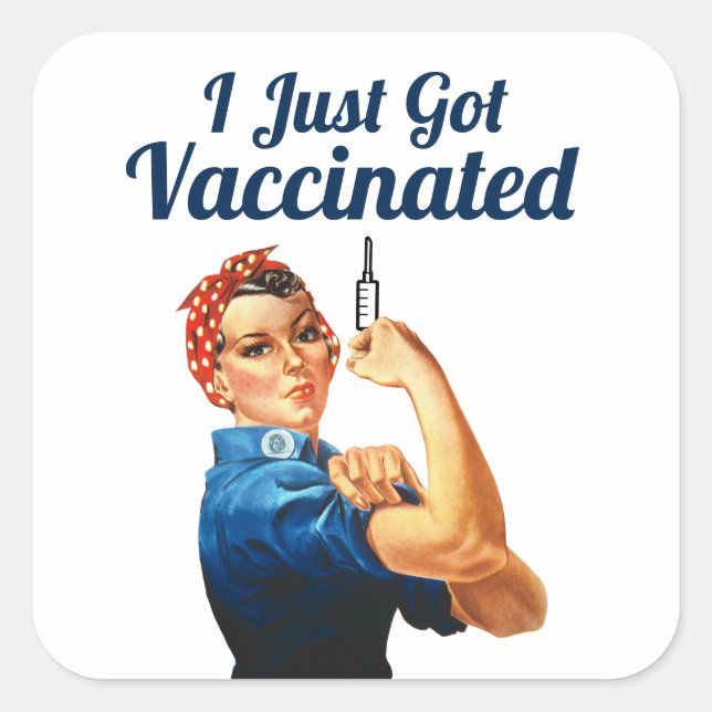 Rosie the Riveter Covid-19 Vaccine Vaccinated Square Sticker (Front)