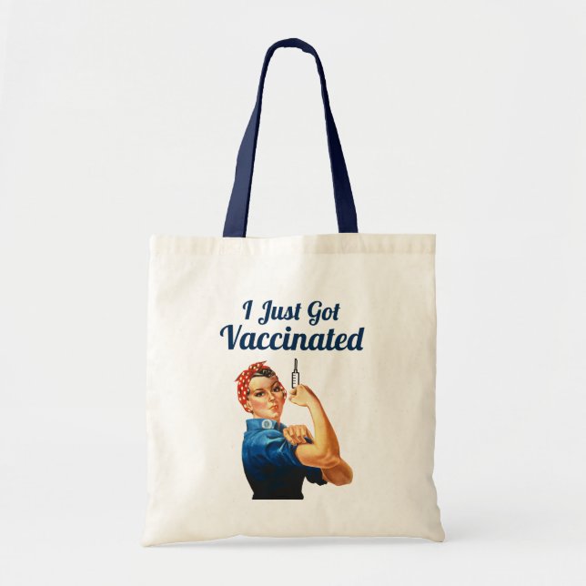 Rosie the Riveter Covid-19 Vaccine Vaccinated Tote Bag (Front)
