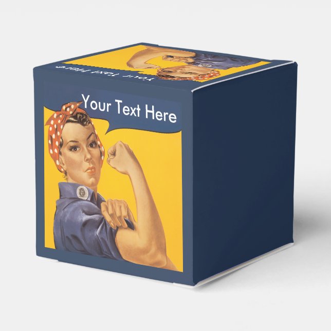 Rosie the Riveter Customise With Your Text Favour Box (Back Side)