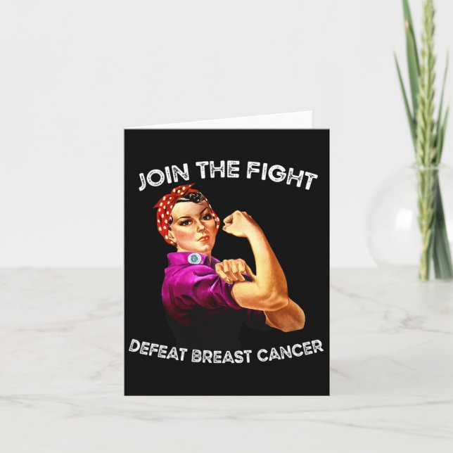 Rosie The Riveter Defeat Breast Cancer Awareness D Card (Front)