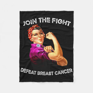 Rosie The Riveter Defeat Breast Cancer Awareness D Fleece Blanket