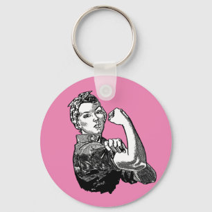 Rosie-The-Riveter Feminist Line-Art Graphic Key Ring