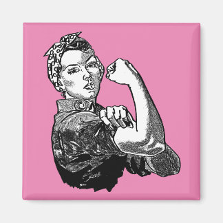 Rosie-The-Riveter Feminist Line-Art Graphic Magnet