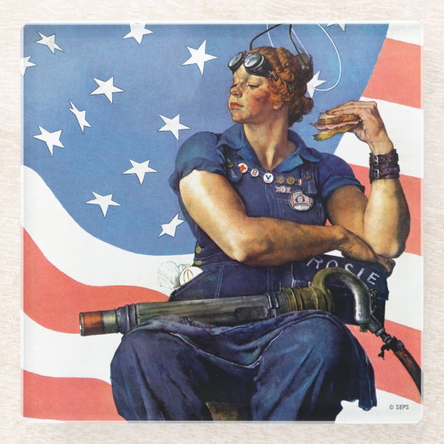 "Rosie the Riveter" Glass Coaster (Front)
