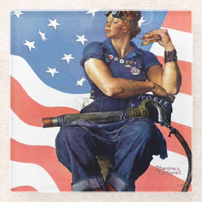 Rosie the Riveter Glass Coaster (Front)
