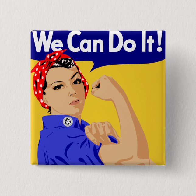 Rosie the Riveter graphic design 15 Cm Square Badge (Front)