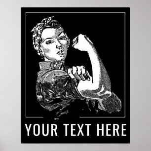 Rosie-The-Riveter Graphic Line Art Customisable Poster